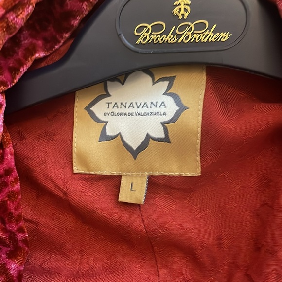 Tanavana red leopard print velvet maxi coat(bw) - Picture 7 of 7